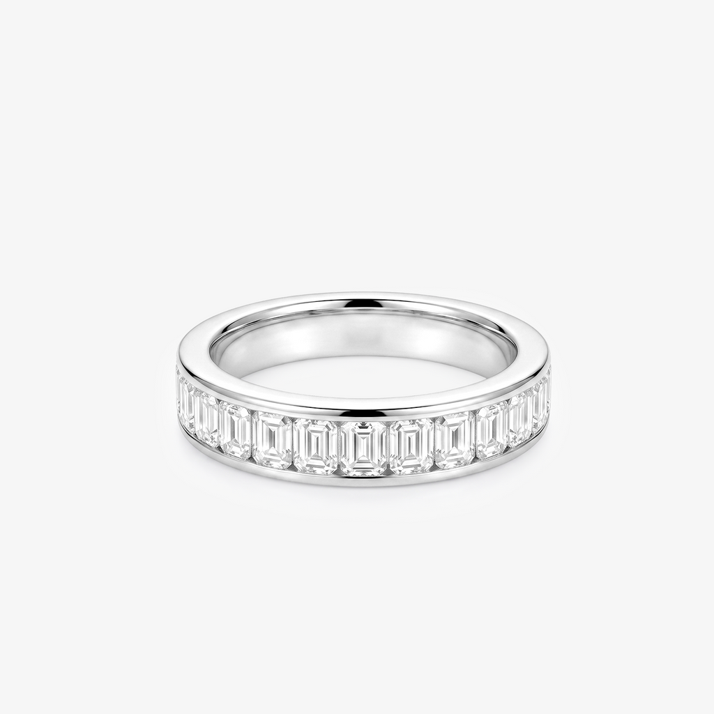 Emerald Moissanite Channel Half Eternity Band