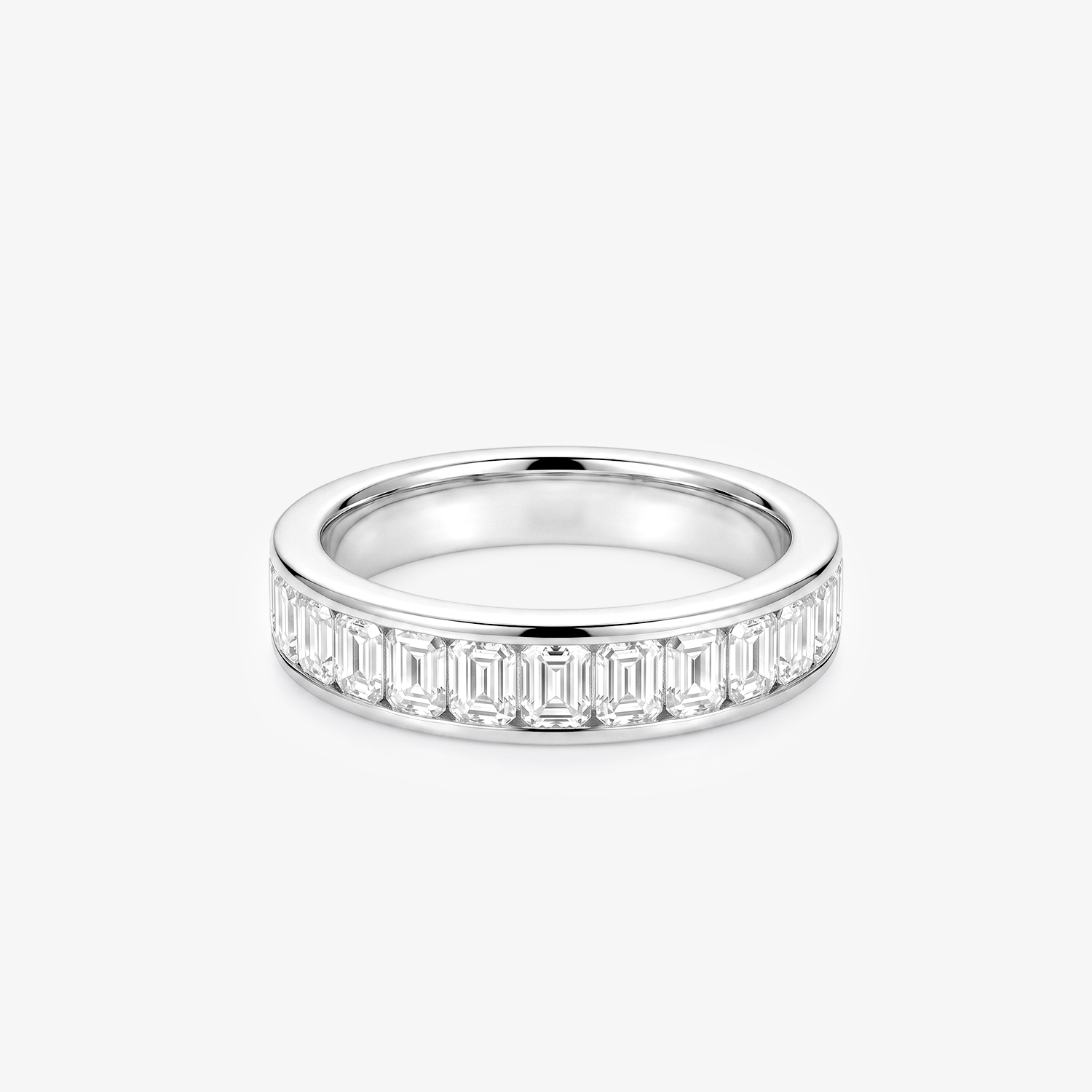 Emerald Moissanite Channel Half Eternity Band