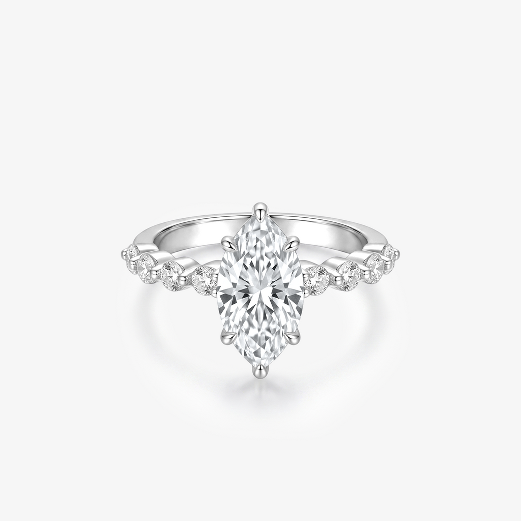 Marquise Moissanite Alternating Band Ring