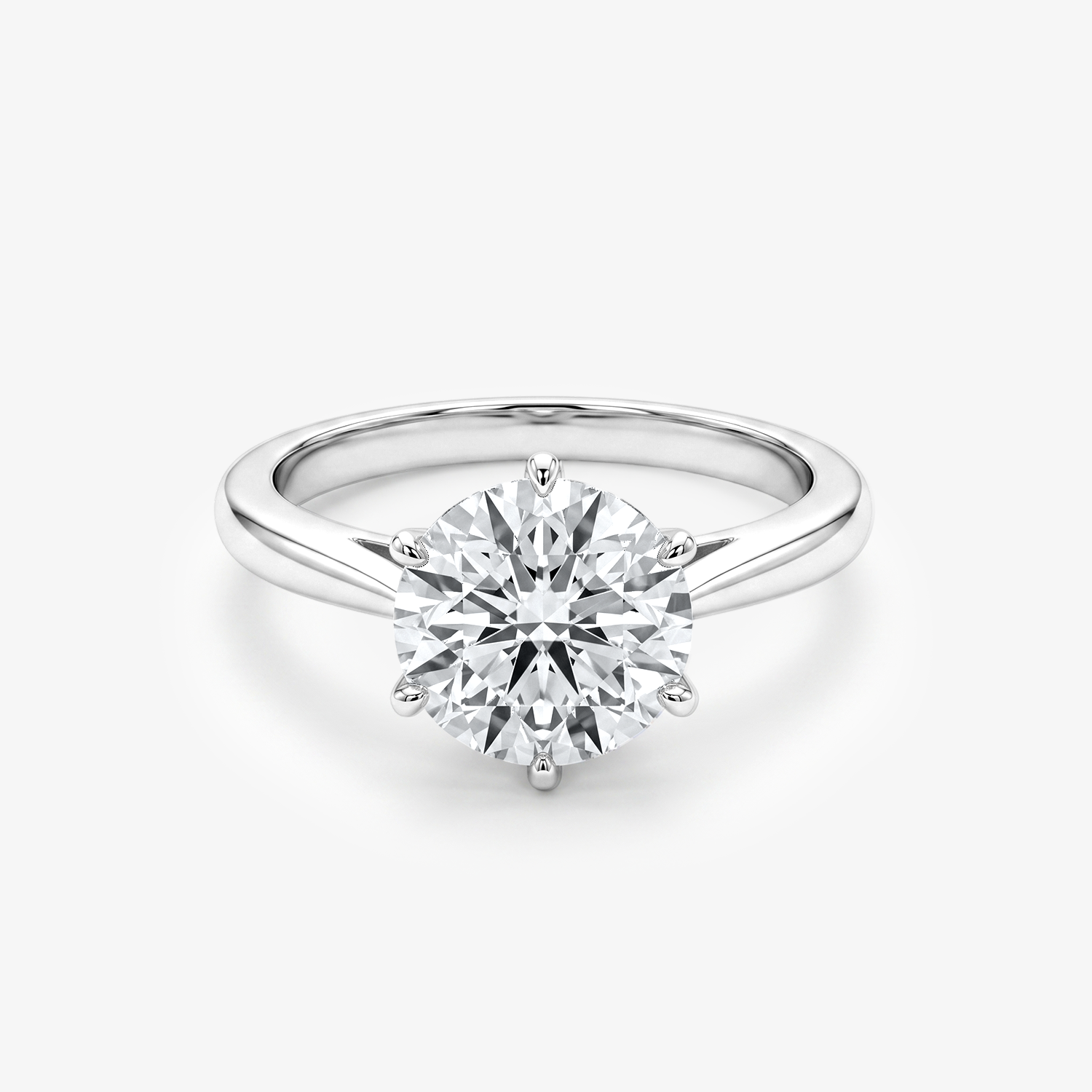 Round Moissanite Six Prong Solitaire Ring