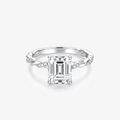 Emerald Moissanite Twist Pavé Solitaire Ring