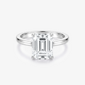 Emerald Moissanite Solitaire Plain Band Ring