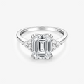 Emerald Moissanite Cluster Side Stone Ring