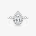 Pear Moissanite Halo Twist Pavé Ring