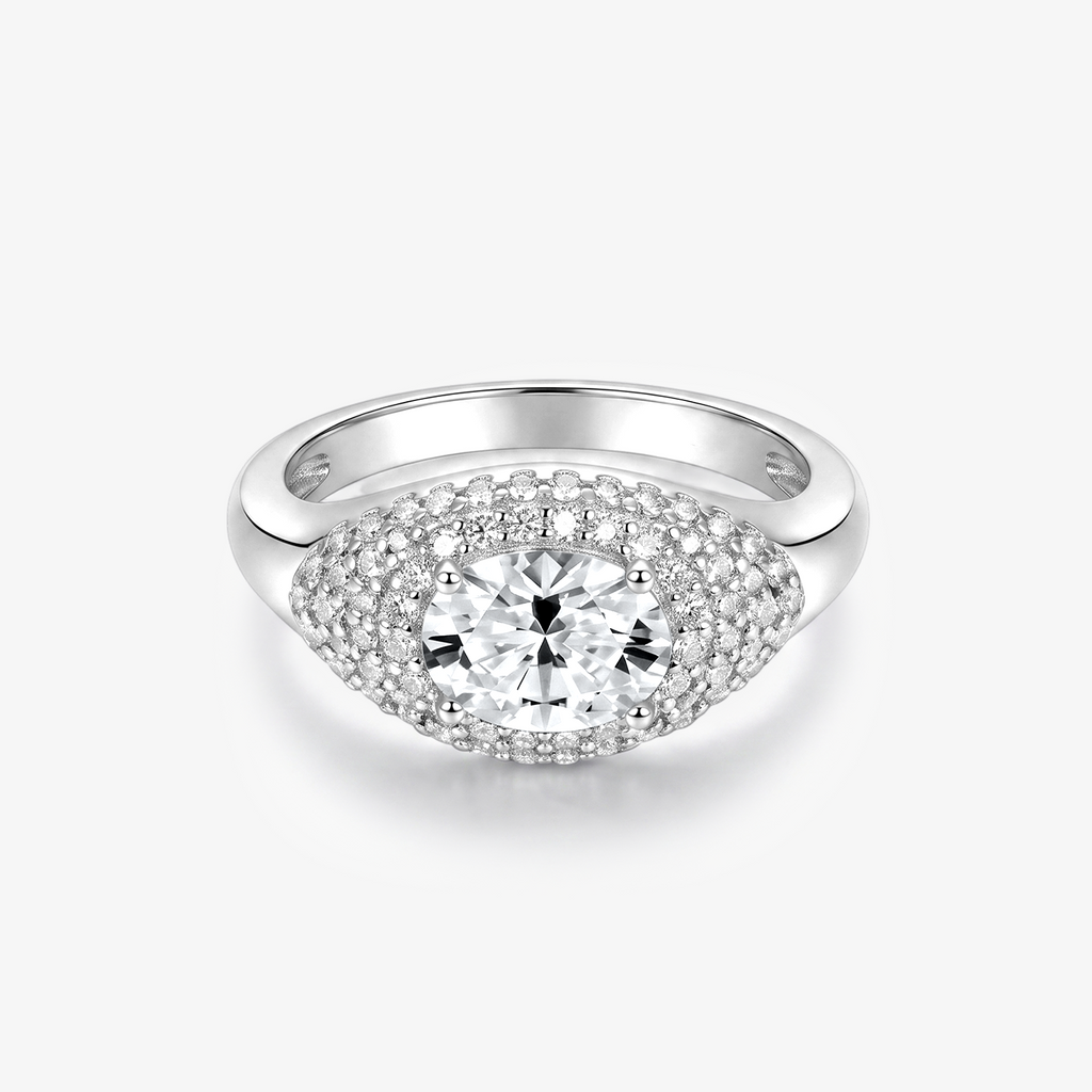 Round Moissanite Dome Pavé Bombé Ring
