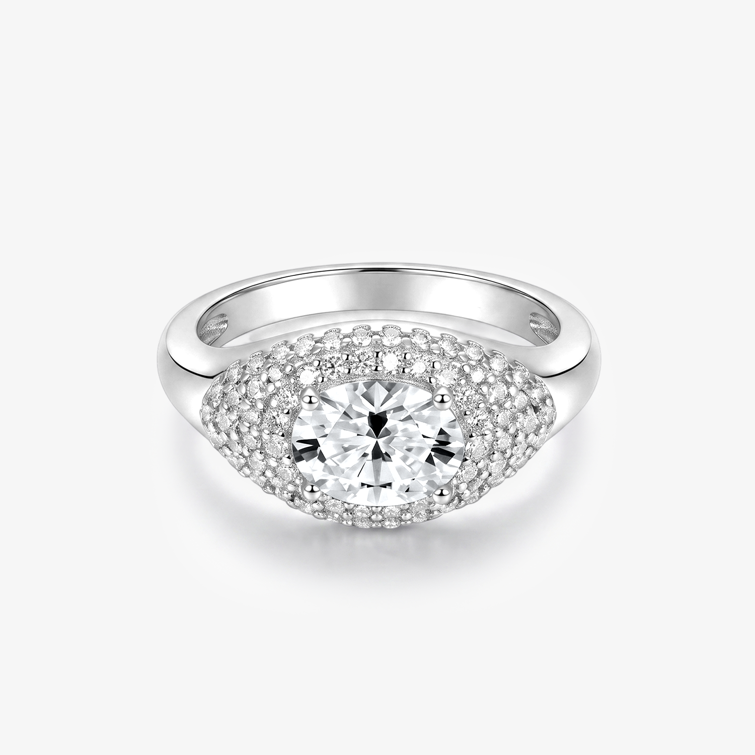 Round Moissanite Dome Pavé Bombé Ring
