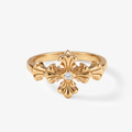 Baroque Fleur-de-Lis Cross Moissanite Ring