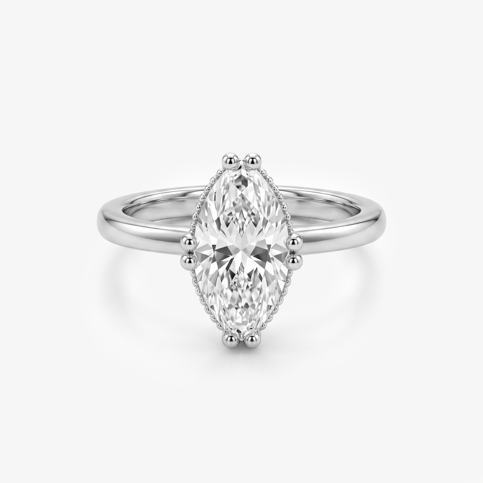 Marquise Moissanite Hidden Halo Solitaire Ring