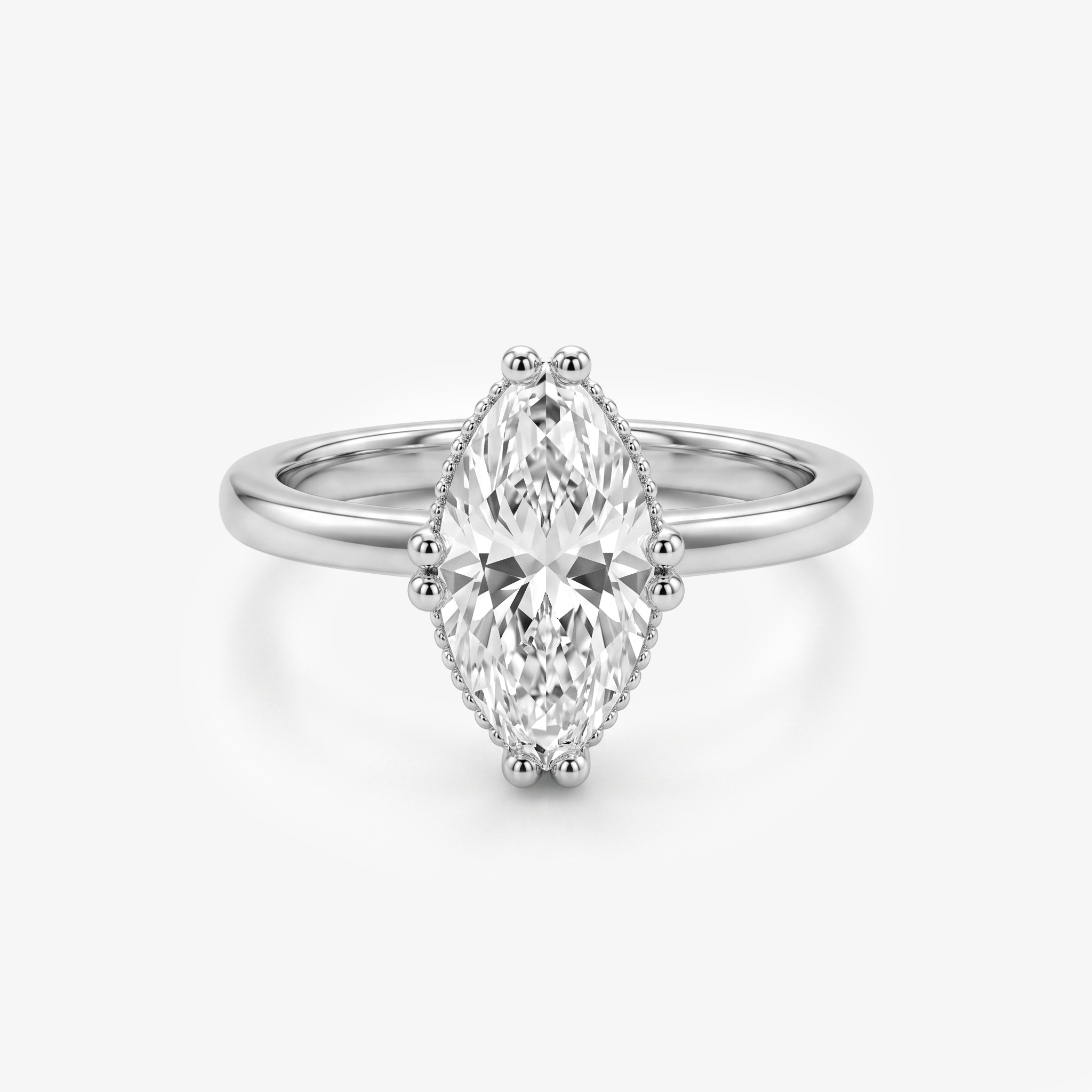 Marquise Moissanite Hidden Halo Solitaire Ring