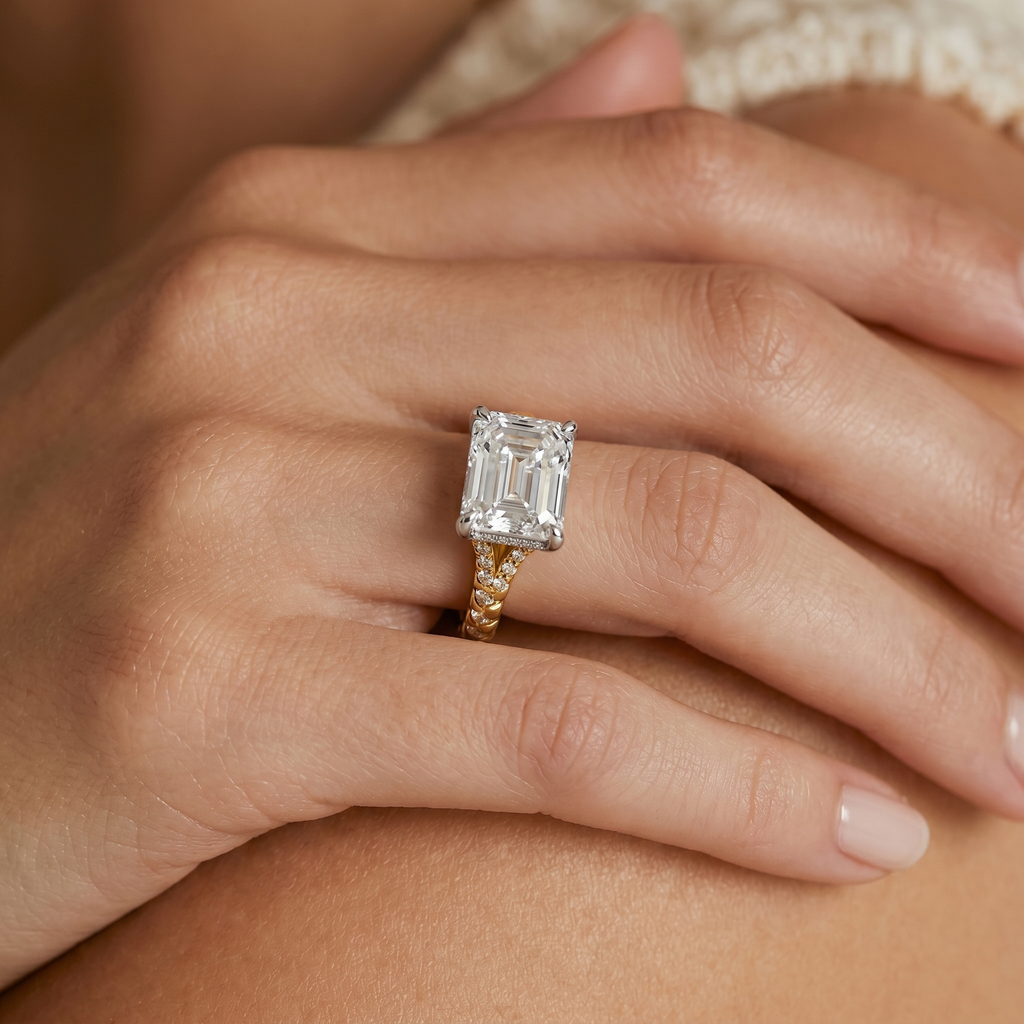 10ct Emerald Lab Diamond Pavé Ring