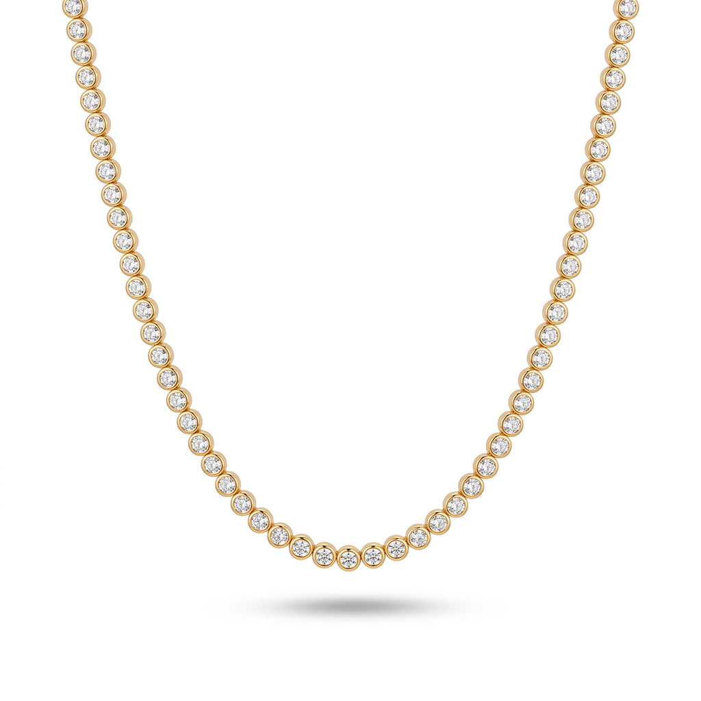 Moissanite Bezel Tennis Necklace in Gold