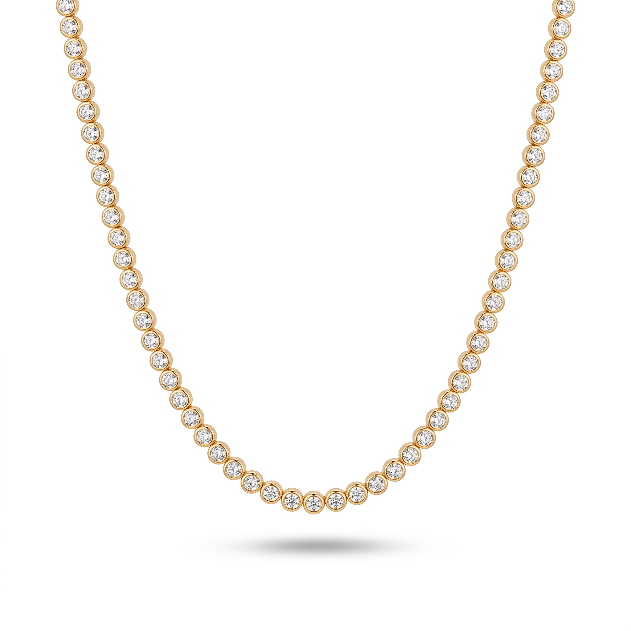 Moissanite Bezel Tennis Necklace in Gold