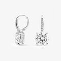 Round Moissanite Leverback Drop Earrings in White Gold