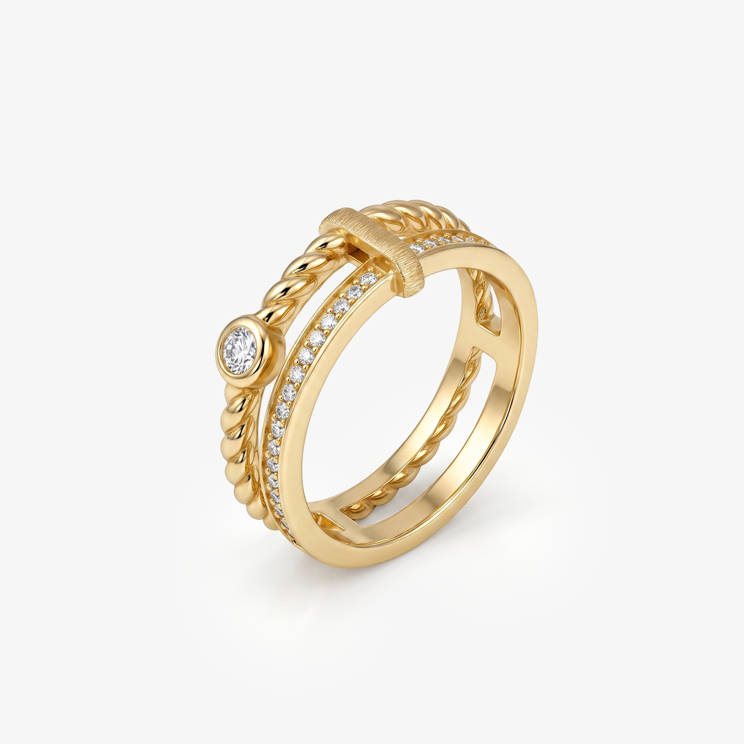 Round Moissanite Double Band Ring