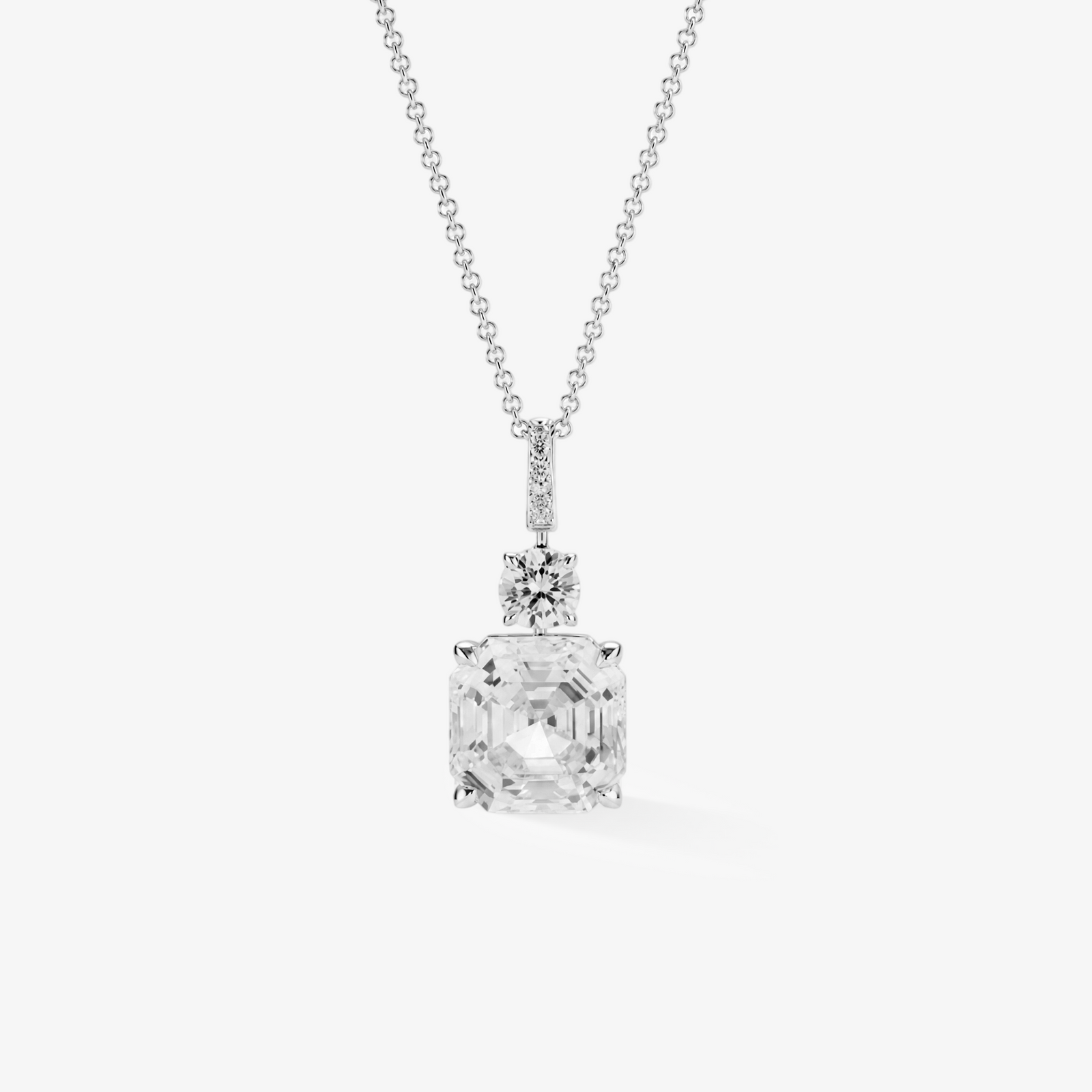 Asscher Cut Moissanite Drop Pendant Necklace