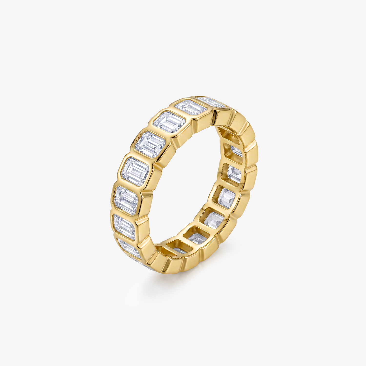 Emerald Moissanite Bezel Full Eternity Band