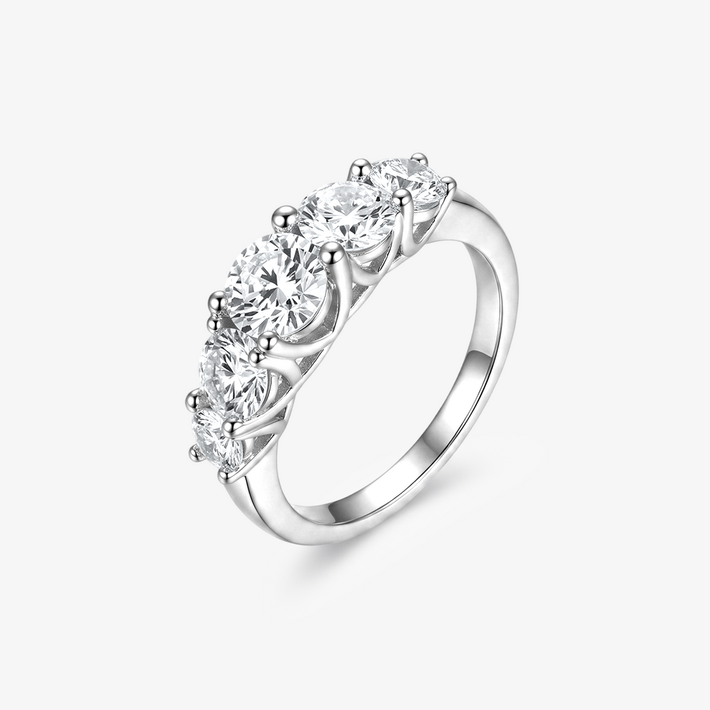 Round Moissanite Five Stone Band Ring