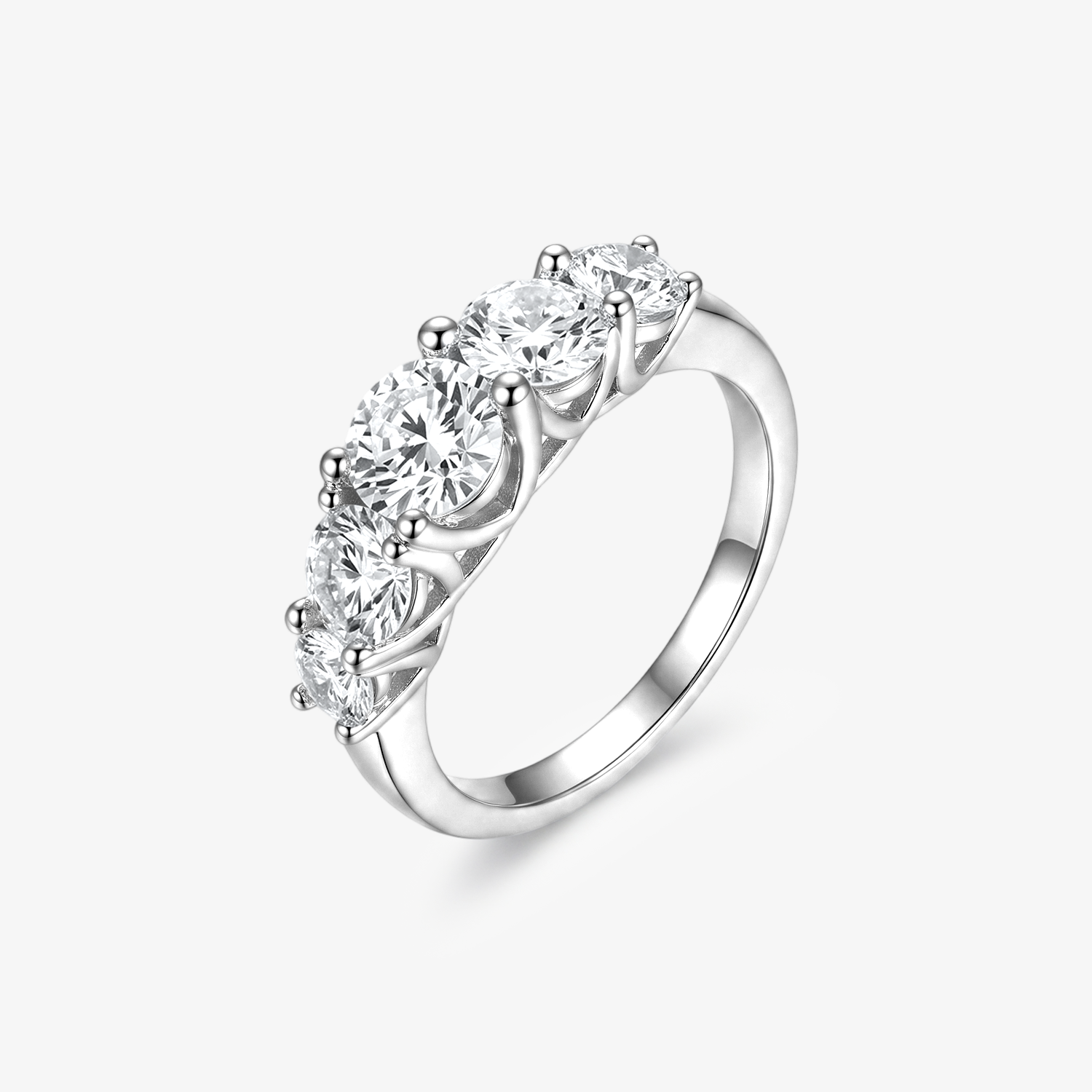 Round Moissanite Five Stone Band Ring