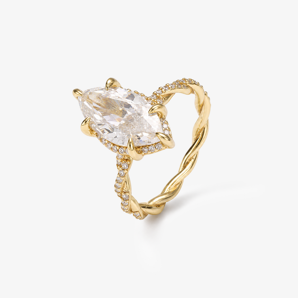 Marquise Cut Twisted Pavé Ring