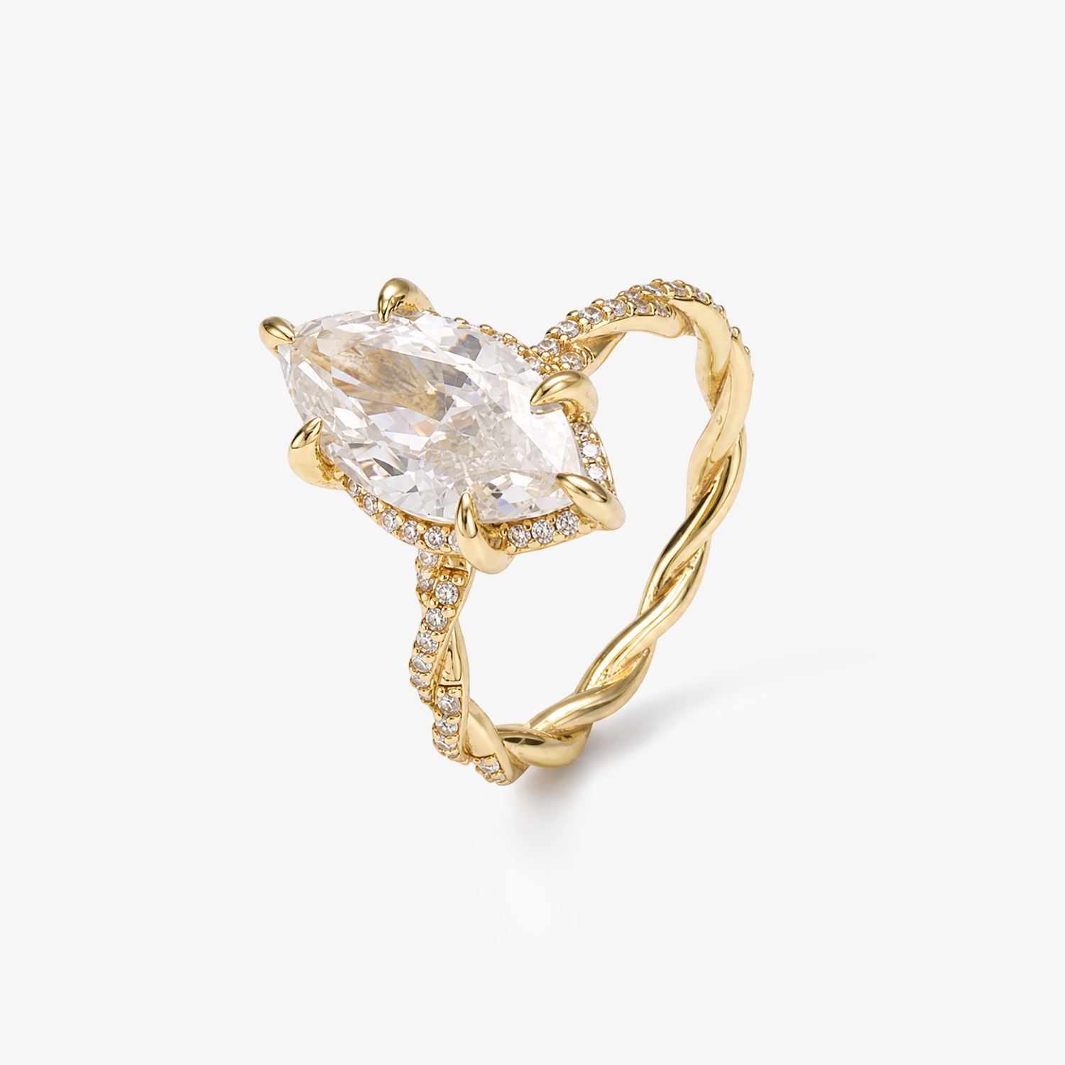 Marquise Cut Twisted Pavé Ring