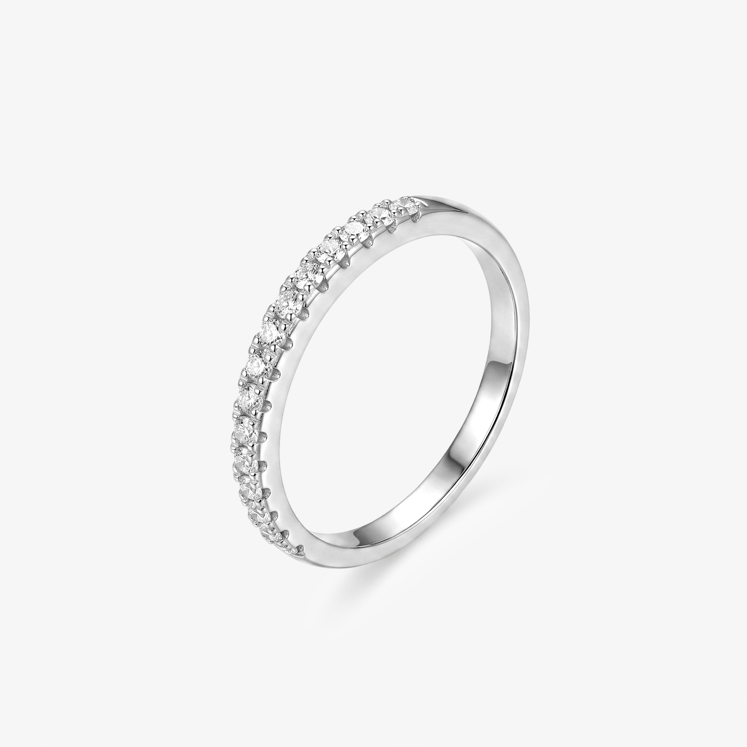 Round Moissanite Pavé Half Eternity Band