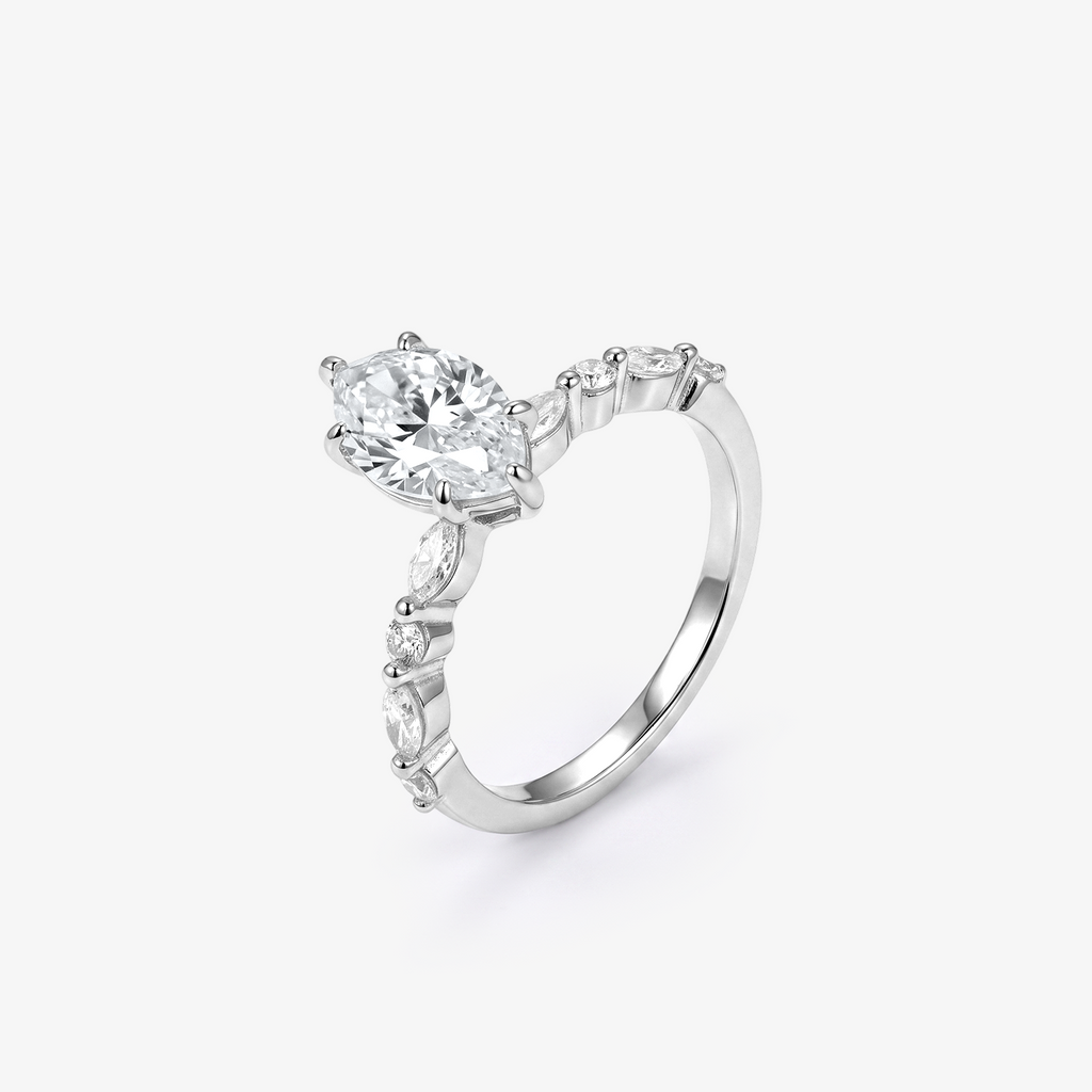 Marquise Moissanite Alternating Band Ring