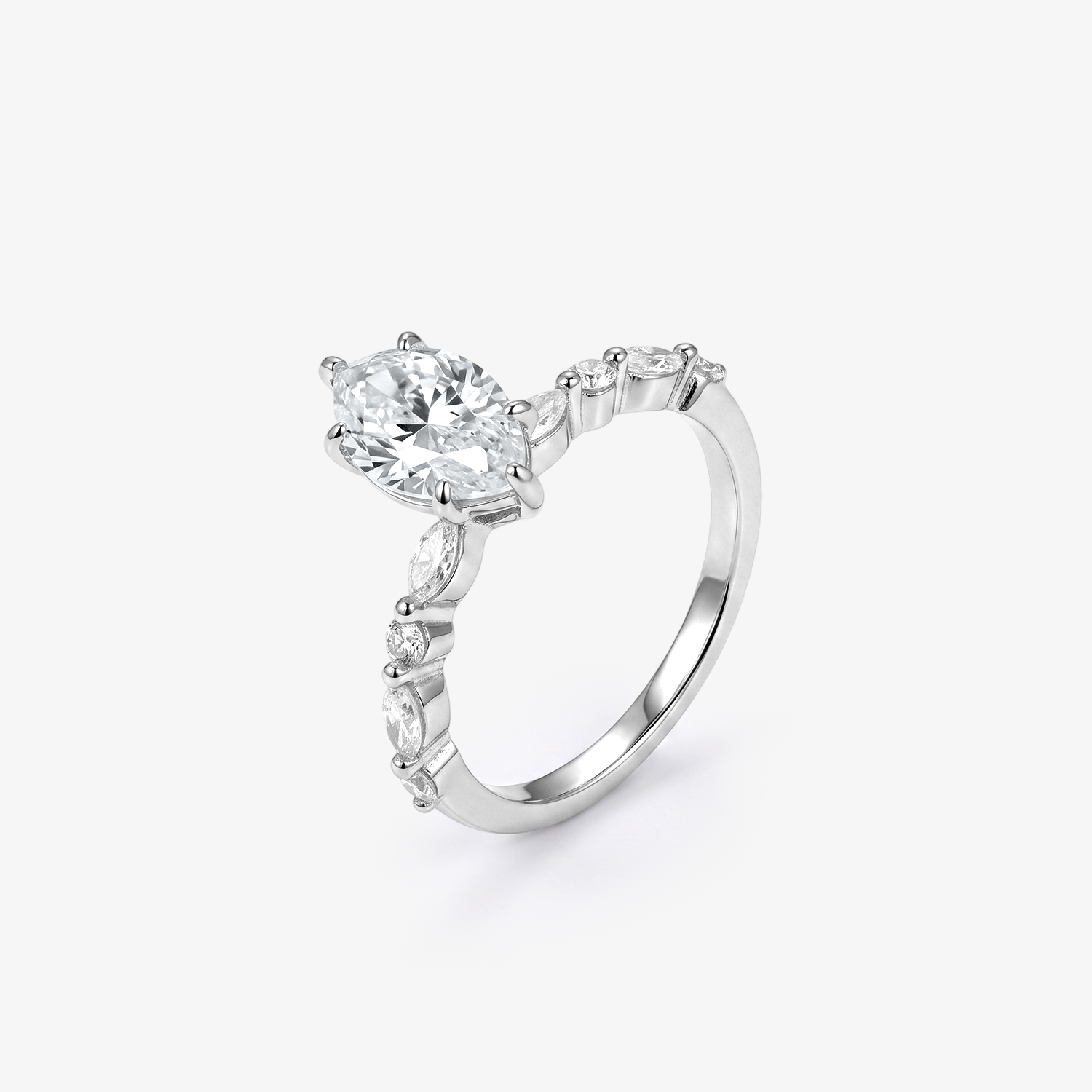 Marquise Moissanite Alternating Band Ring