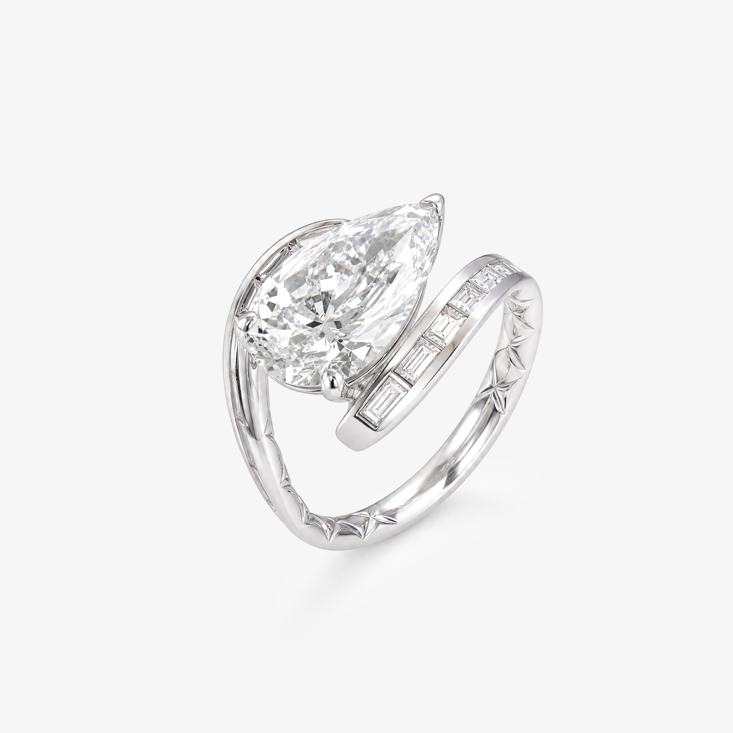 5ct Pear Lab Diamond Bypass Ring