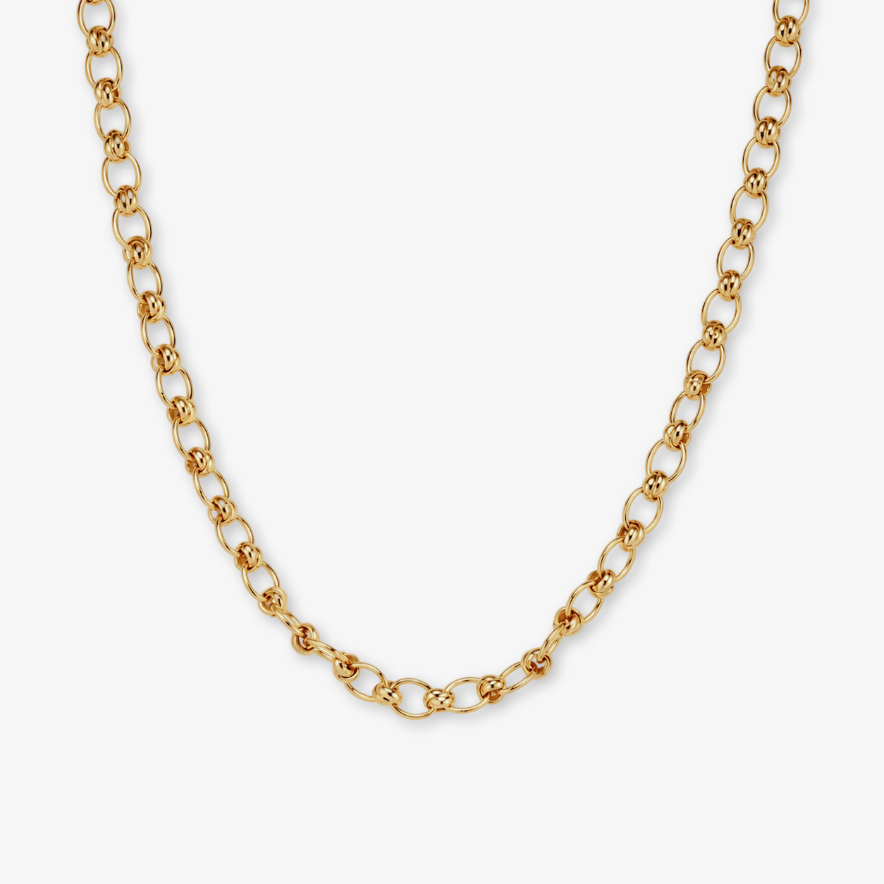 Gold Twisted Oval Link Chain Necklace