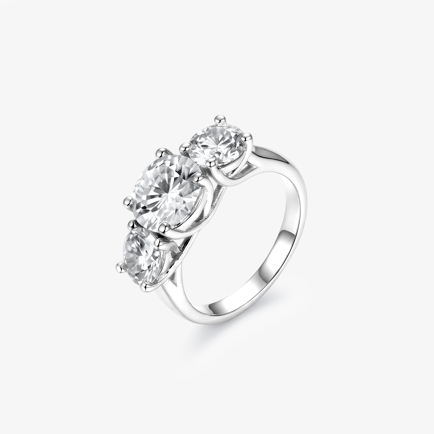 Round Moissanite Three Stone Ring