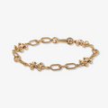 Fleur-de-Lis Twisted Rope Chain Bracelet in Gold