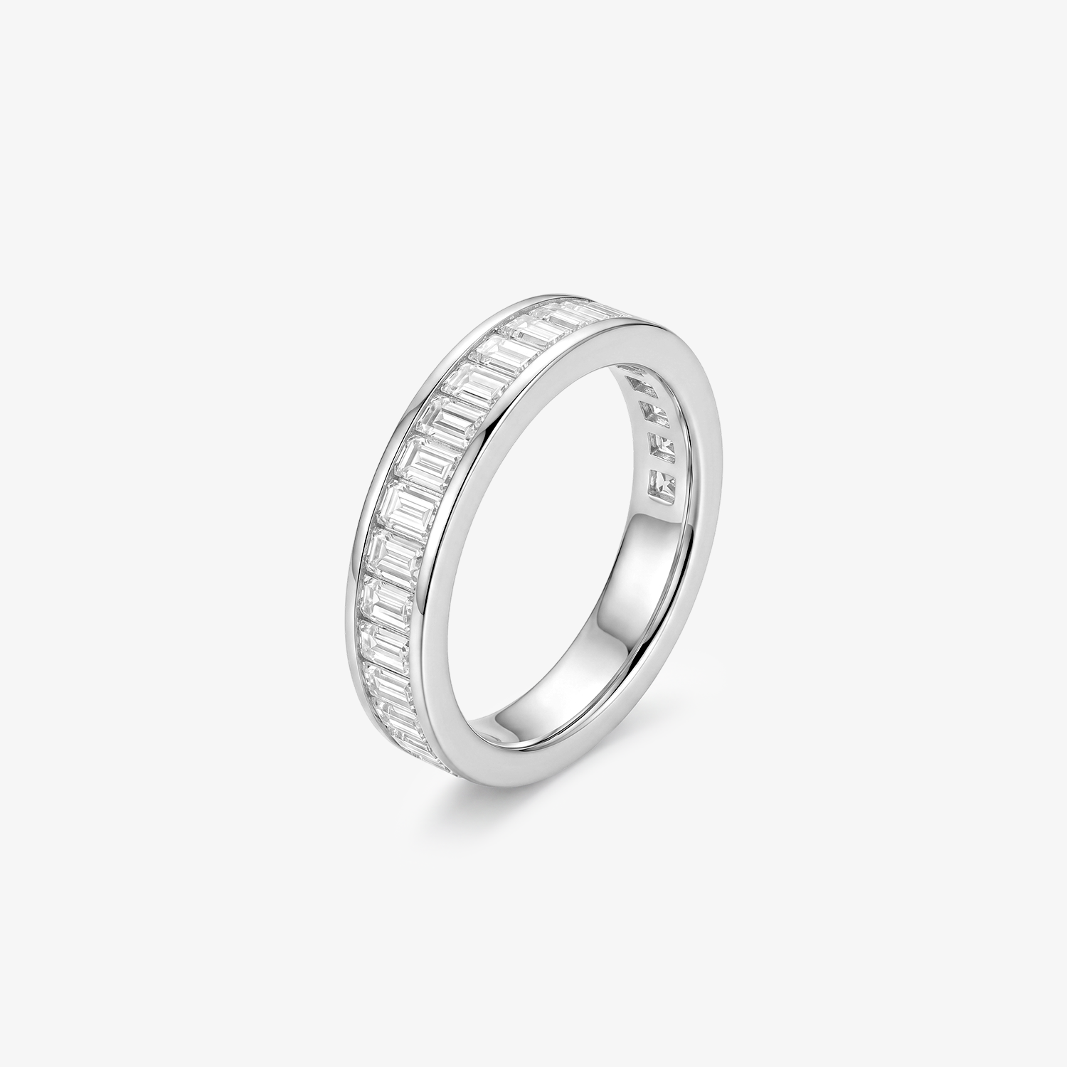 Emerald Moissanite Channel Half Eternity Band