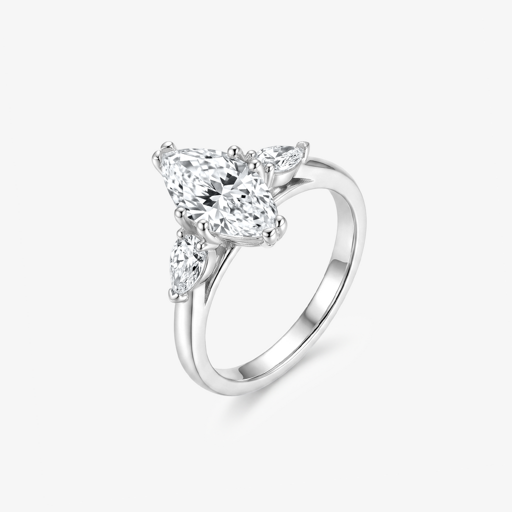 Marquise Moissanite Three Stone Ring