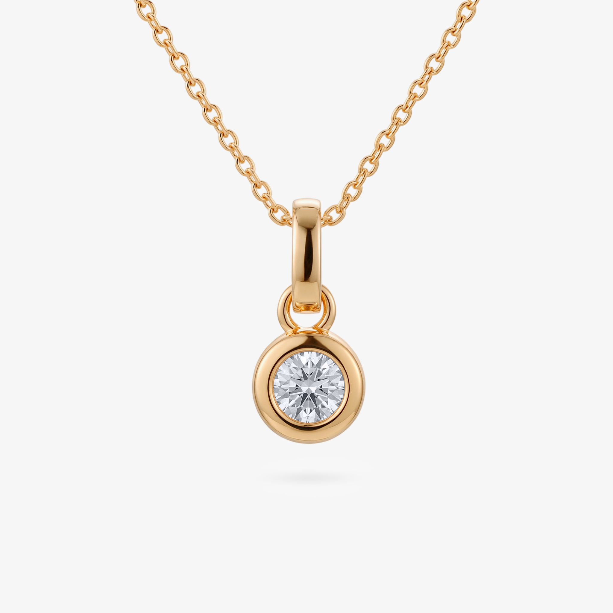 Moissanite Bezel Round Pendant in Rose Gold