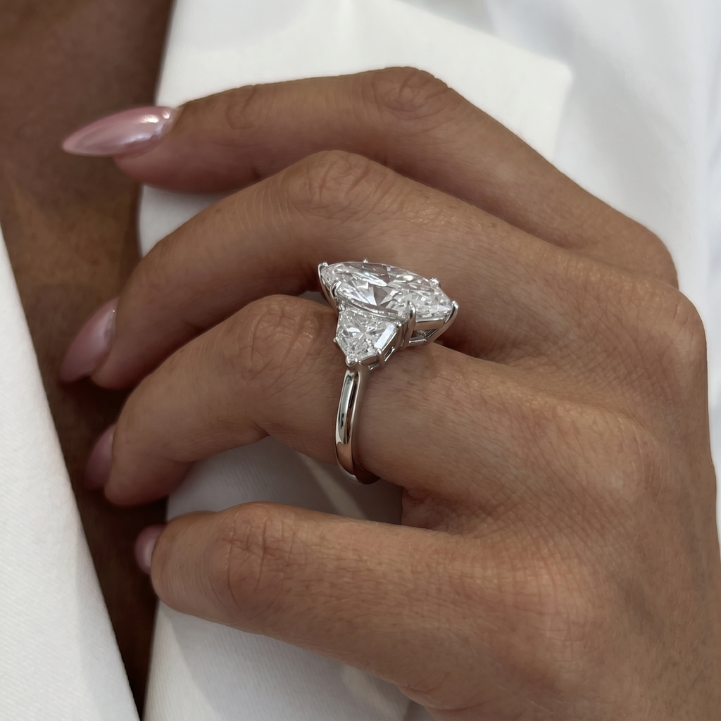 9ct Marquise Lab Diamond Trilogy Ring