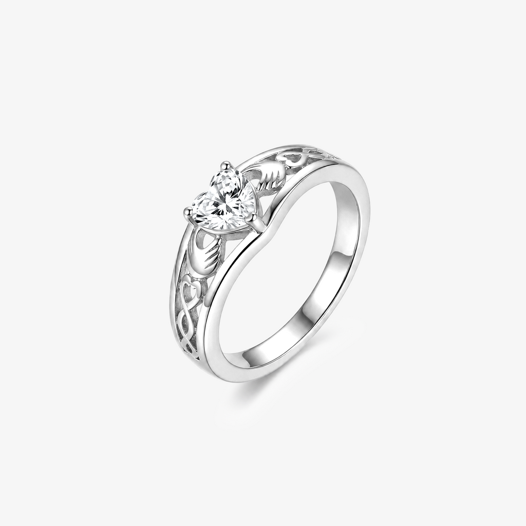 Heart Moissanite Celtic Claddagh Ring