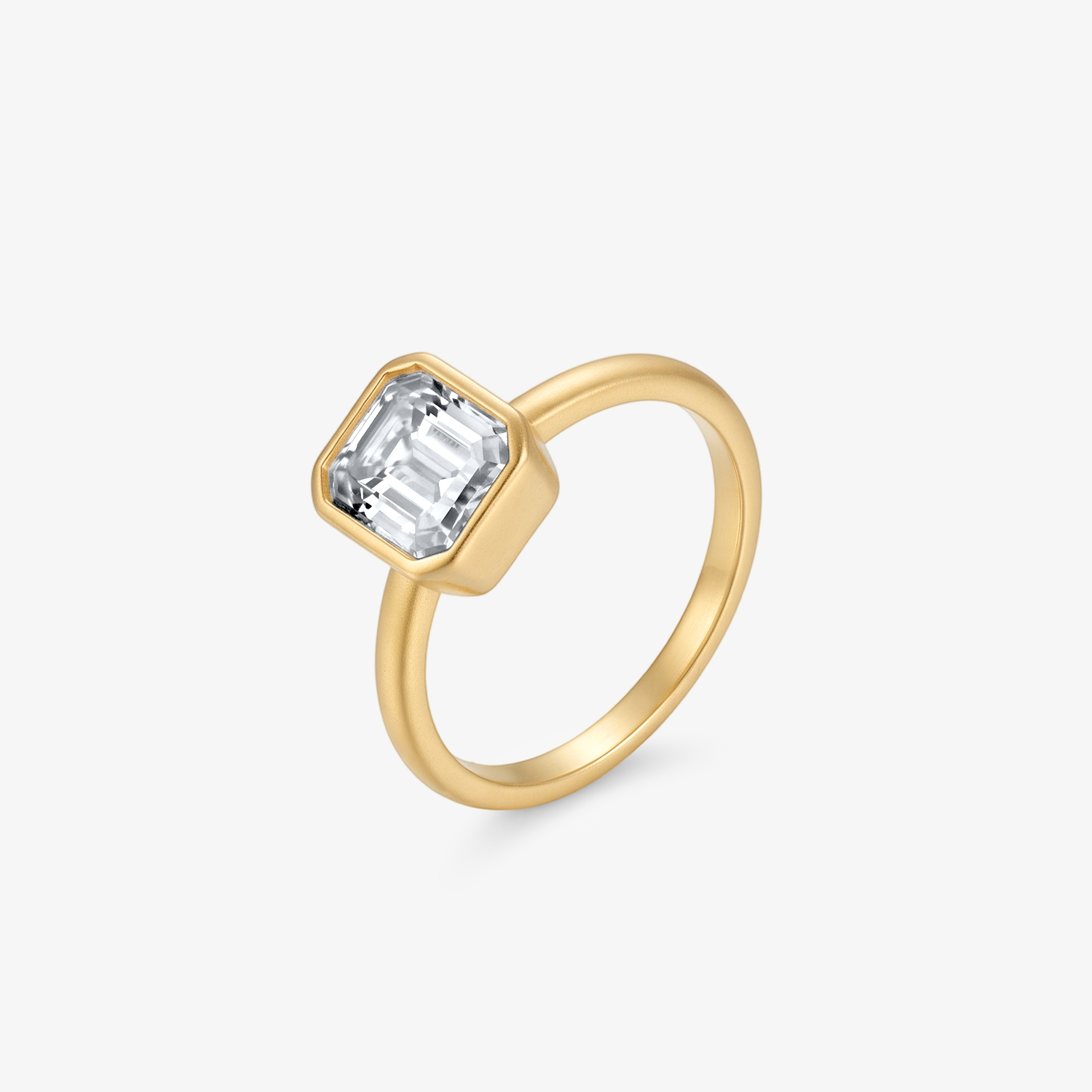 Emerald Moissanite Bezel Solitaire Ring