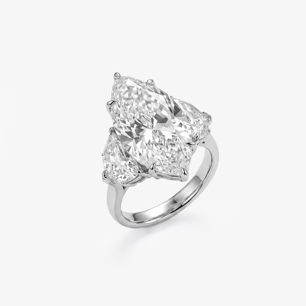 9ct Marquise Lab Diamond Trilogy Ring