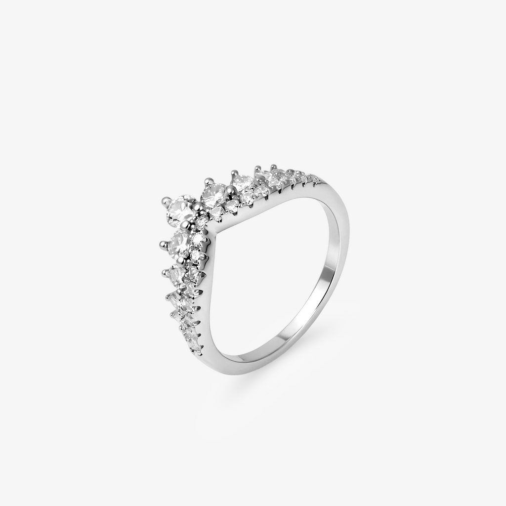 Round Moissanite Double Layer Crown Ring