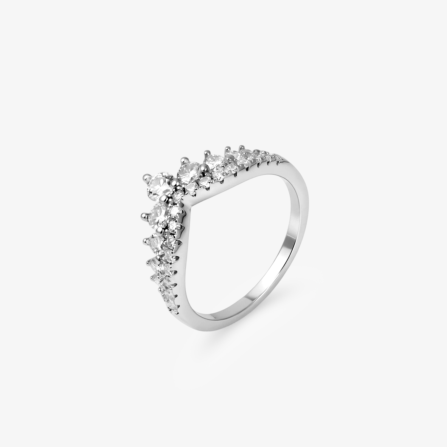 Round Moissanite Double Layer Crown Ring