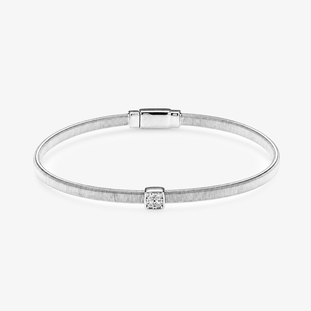 Moissanite Pavé Square Solitaire Station Coil Bangle