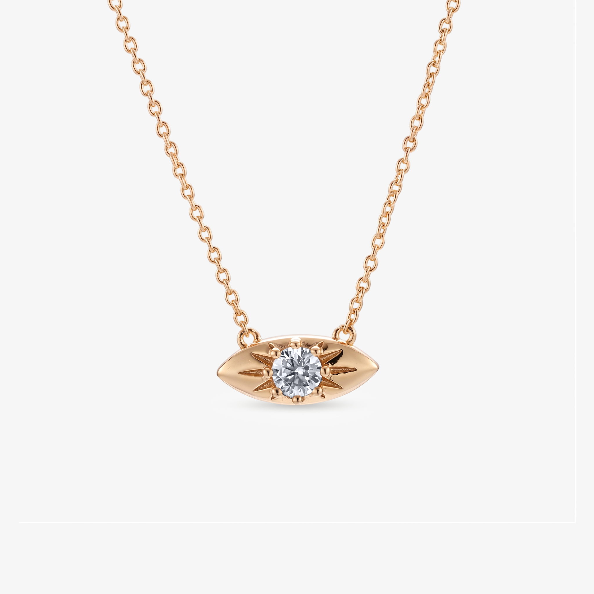 Moissanite Star Eye Pendant Necklace in Rose Gold