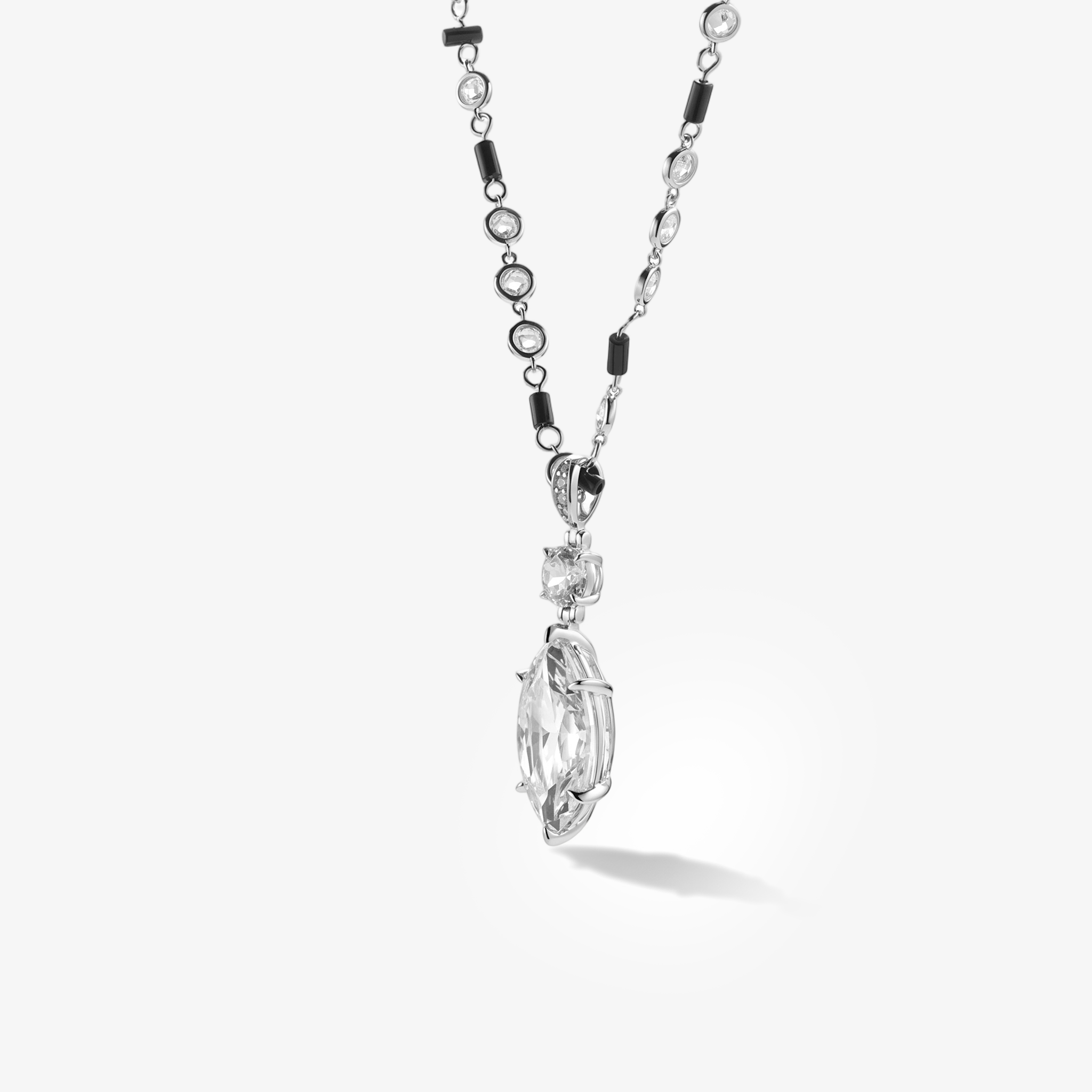 Marquise Drop Pendant Station Necklace