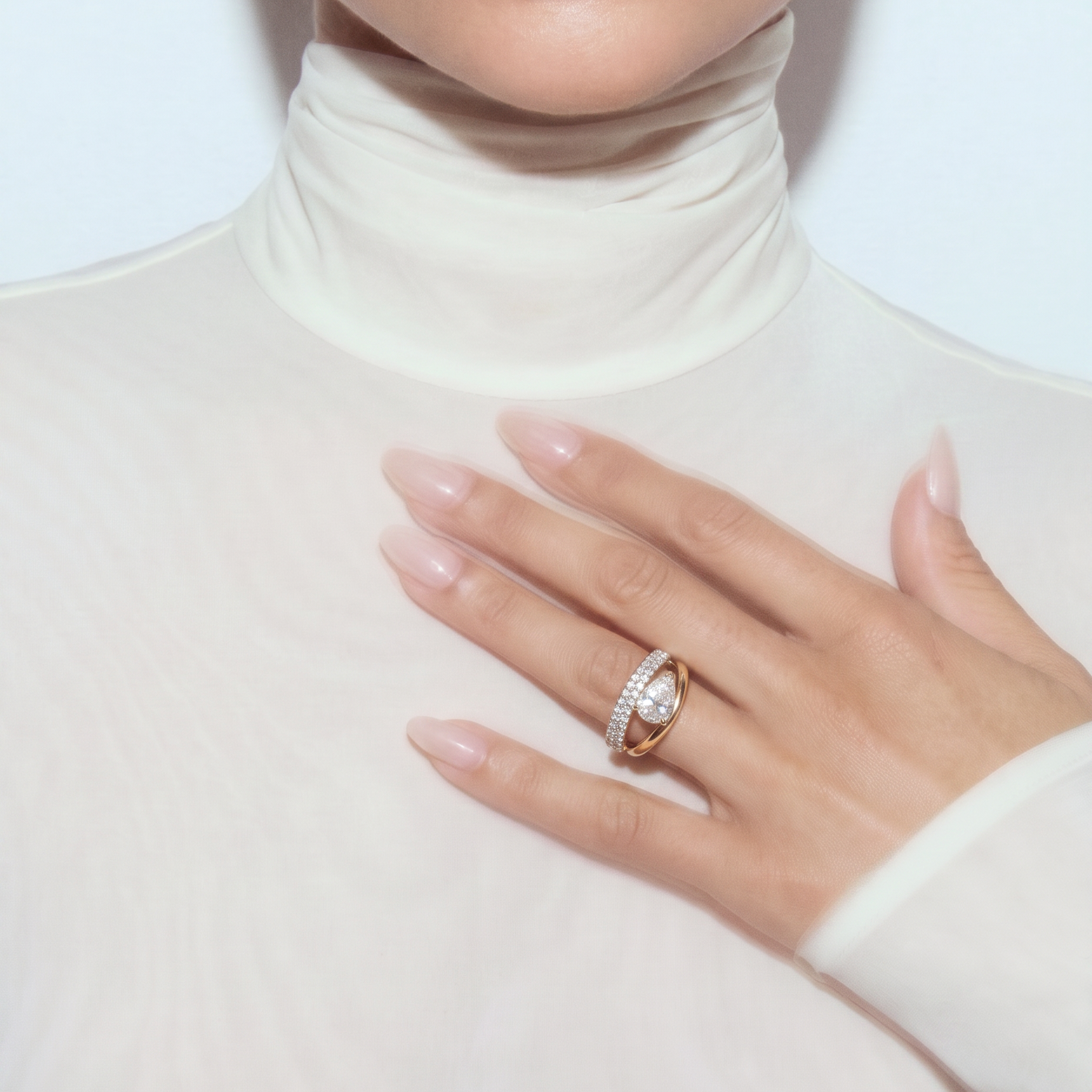 Two-Tone Pear Cut Stackable Ring Set