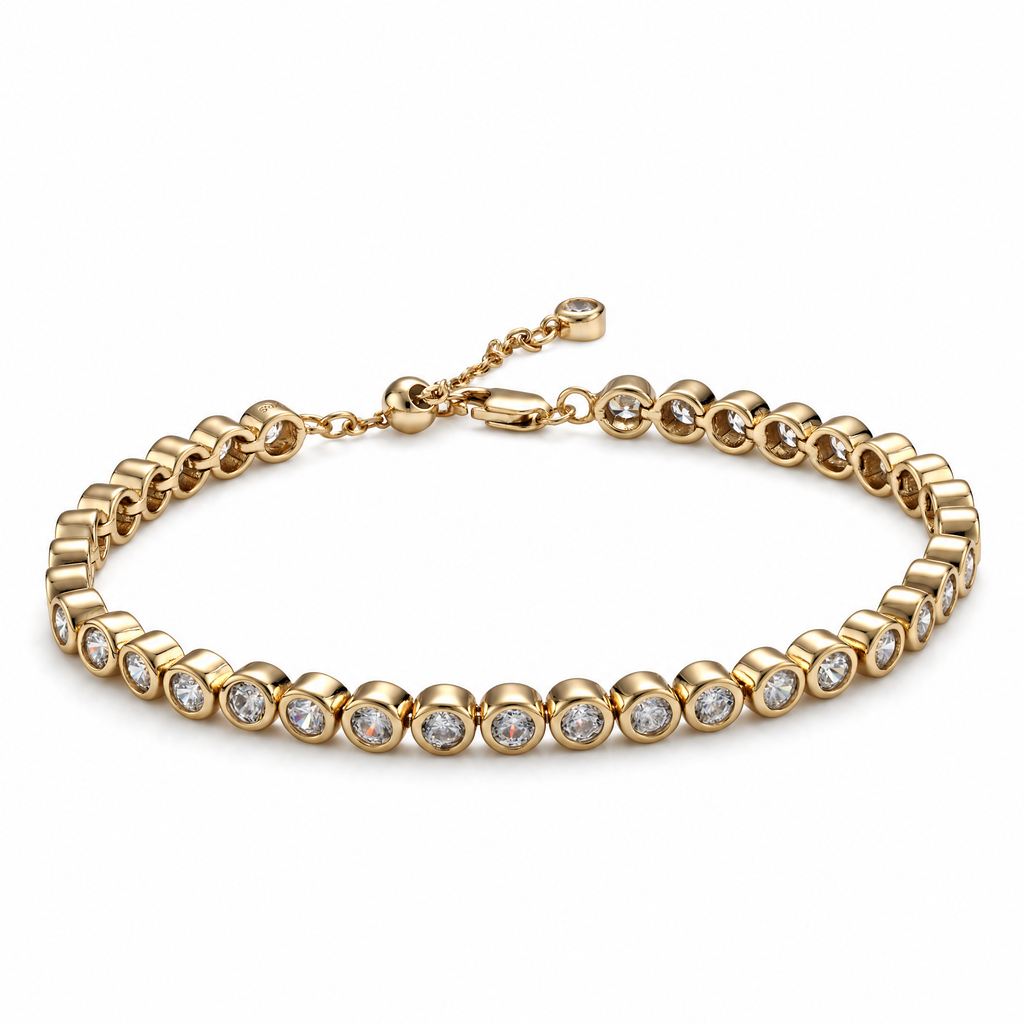 Moissanite Bezel Tennis Bracelet in Gold