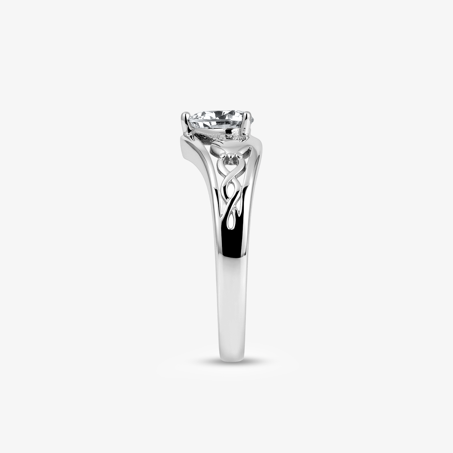 Heart Moissanite Celtic Claddagh Ring