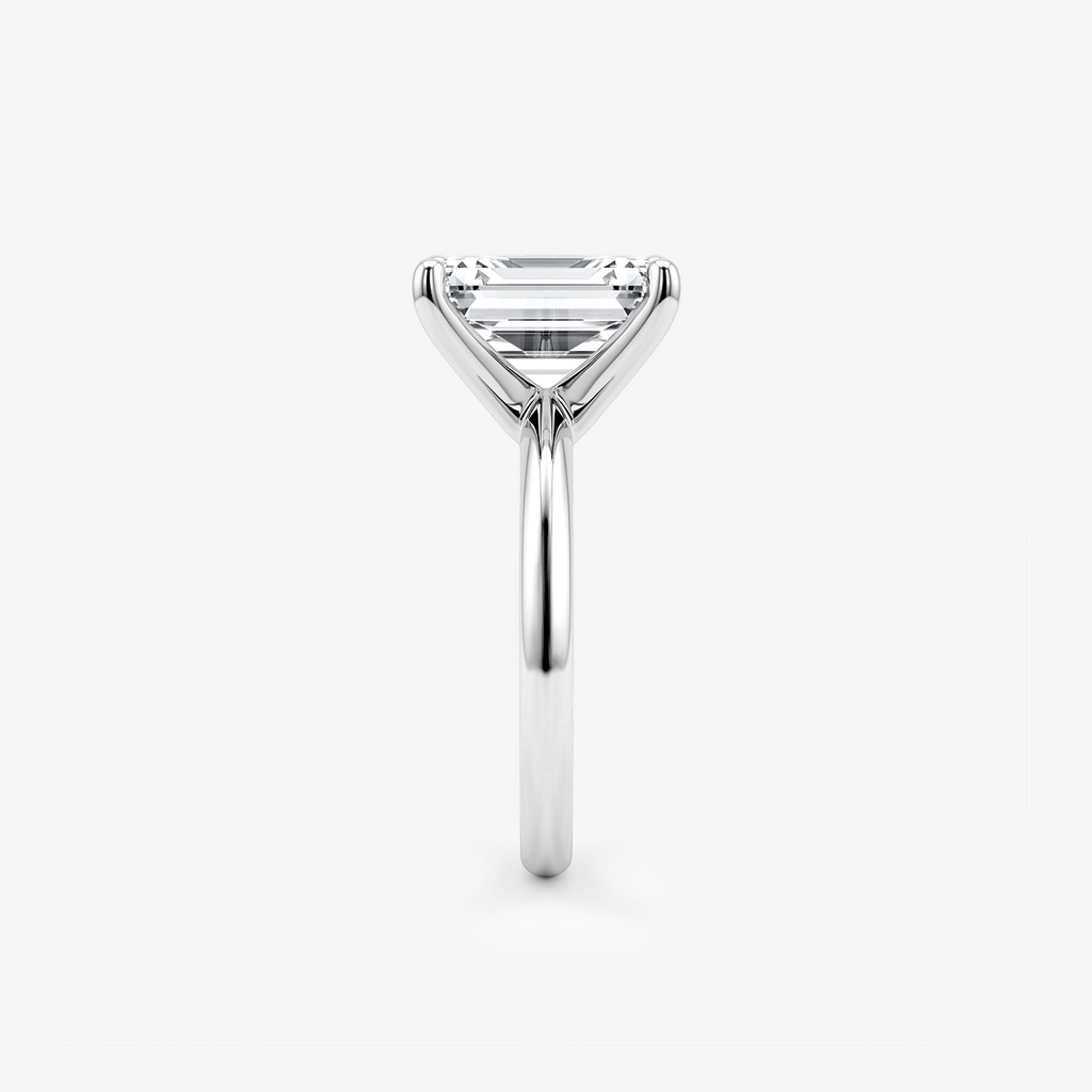 Emerald Moissanite Solitaire Plain Band Ring