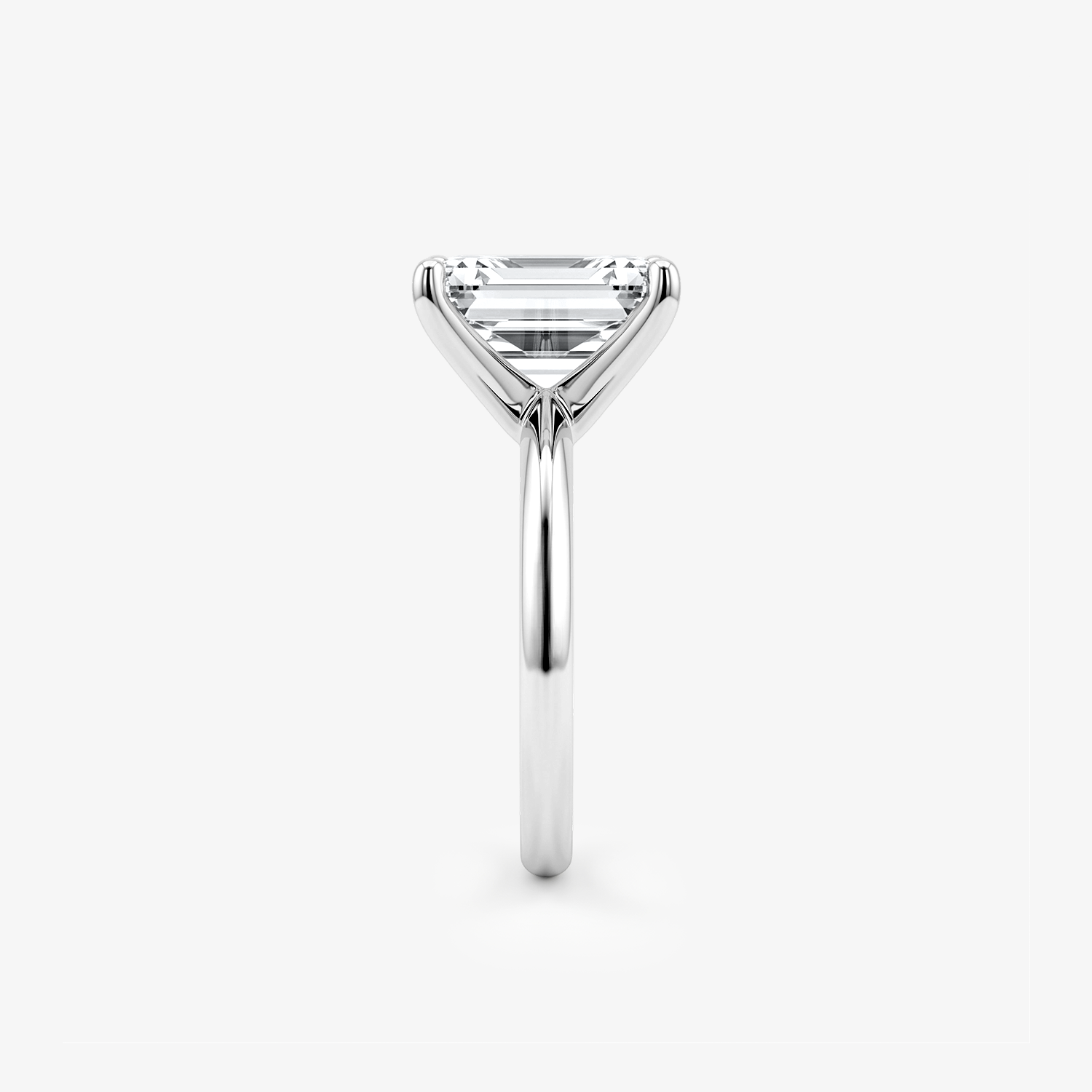 Emerald Moissanite Solitaire Plain Band Ring