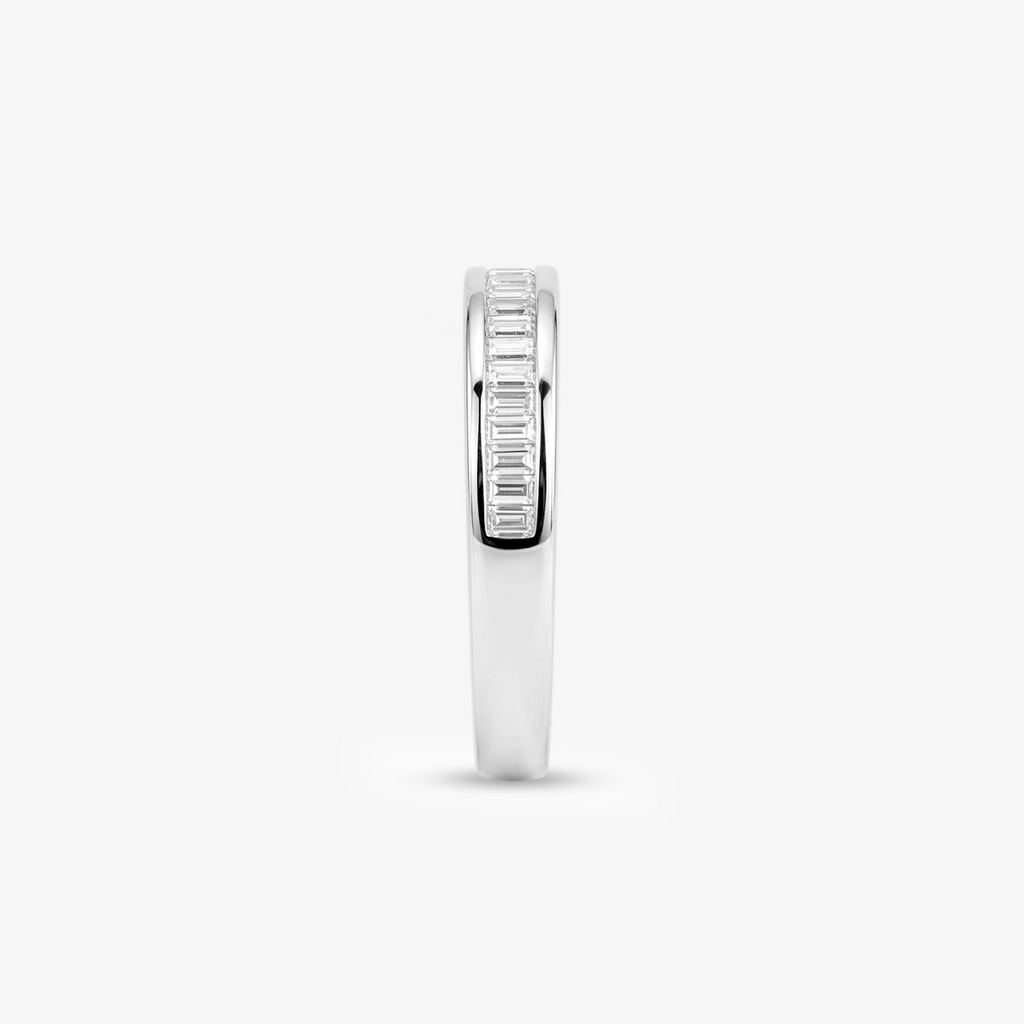 Emerald Moissanite Channel Half Eternity Band