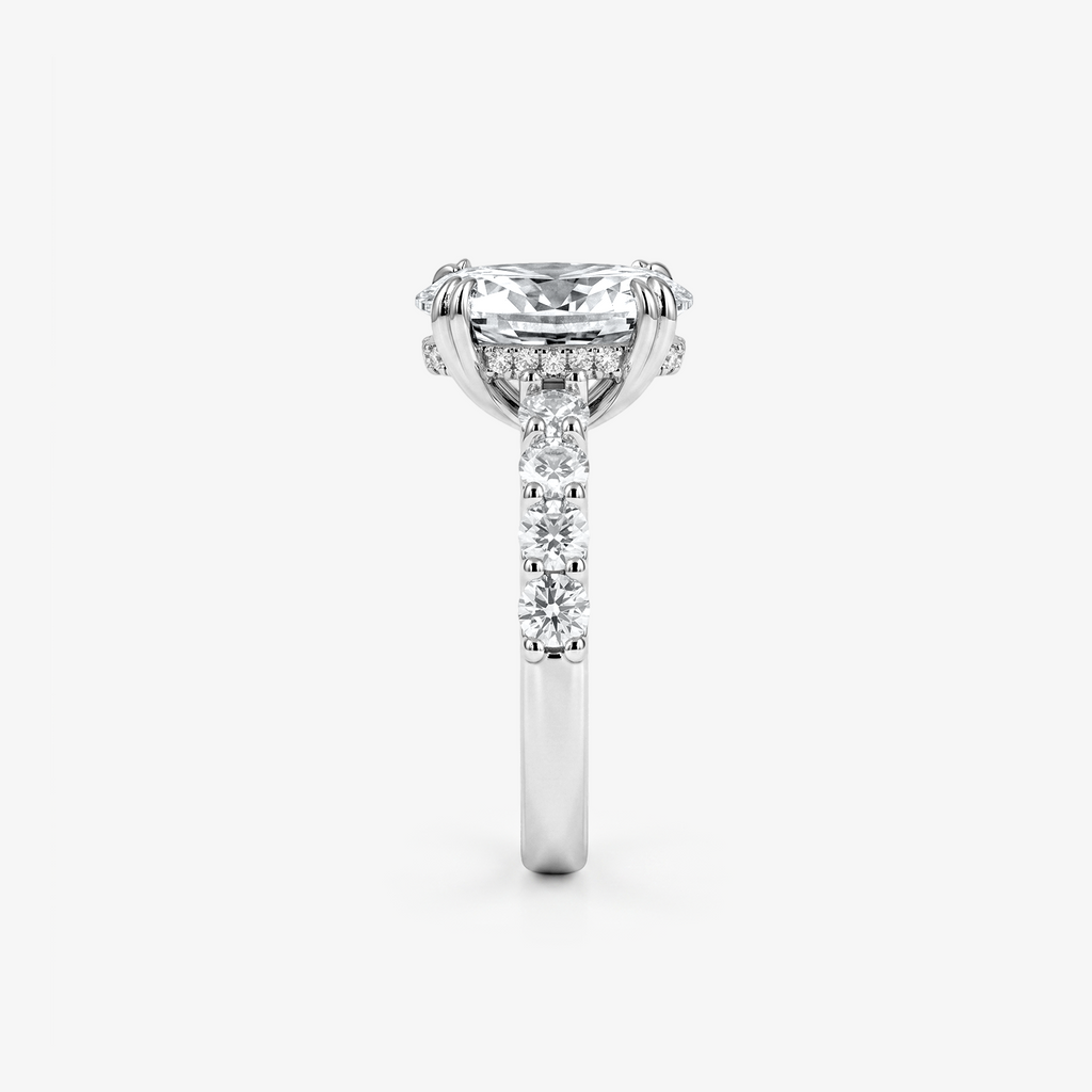 Oval Moissanite Graduated Band Solitaire Ring